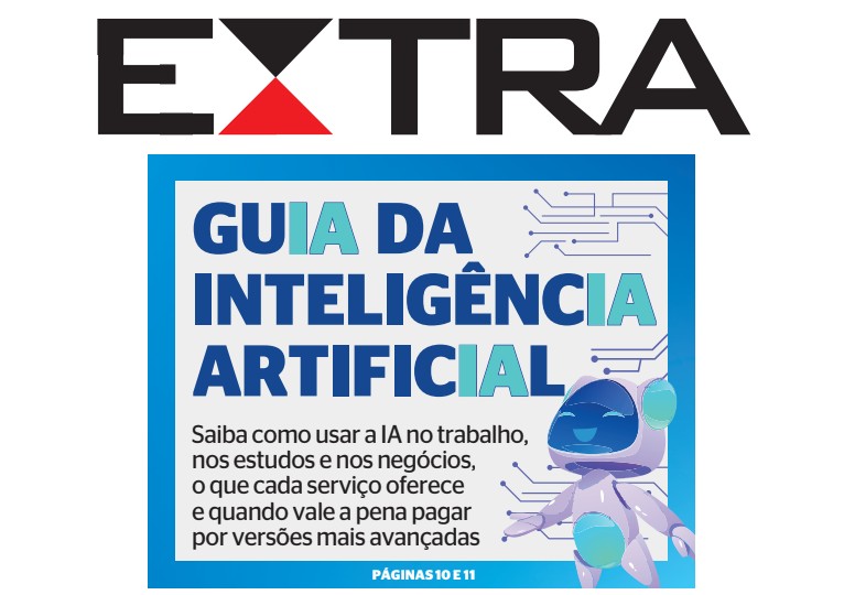 Logo do jornal Extra e a manchete Guia da Inteligência Artificial